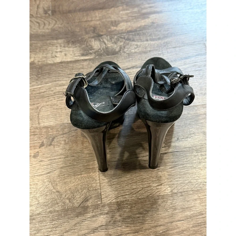 Lovers Lane Black Platform Sandals Stiletto High Heel Ankle Strap Womens 6